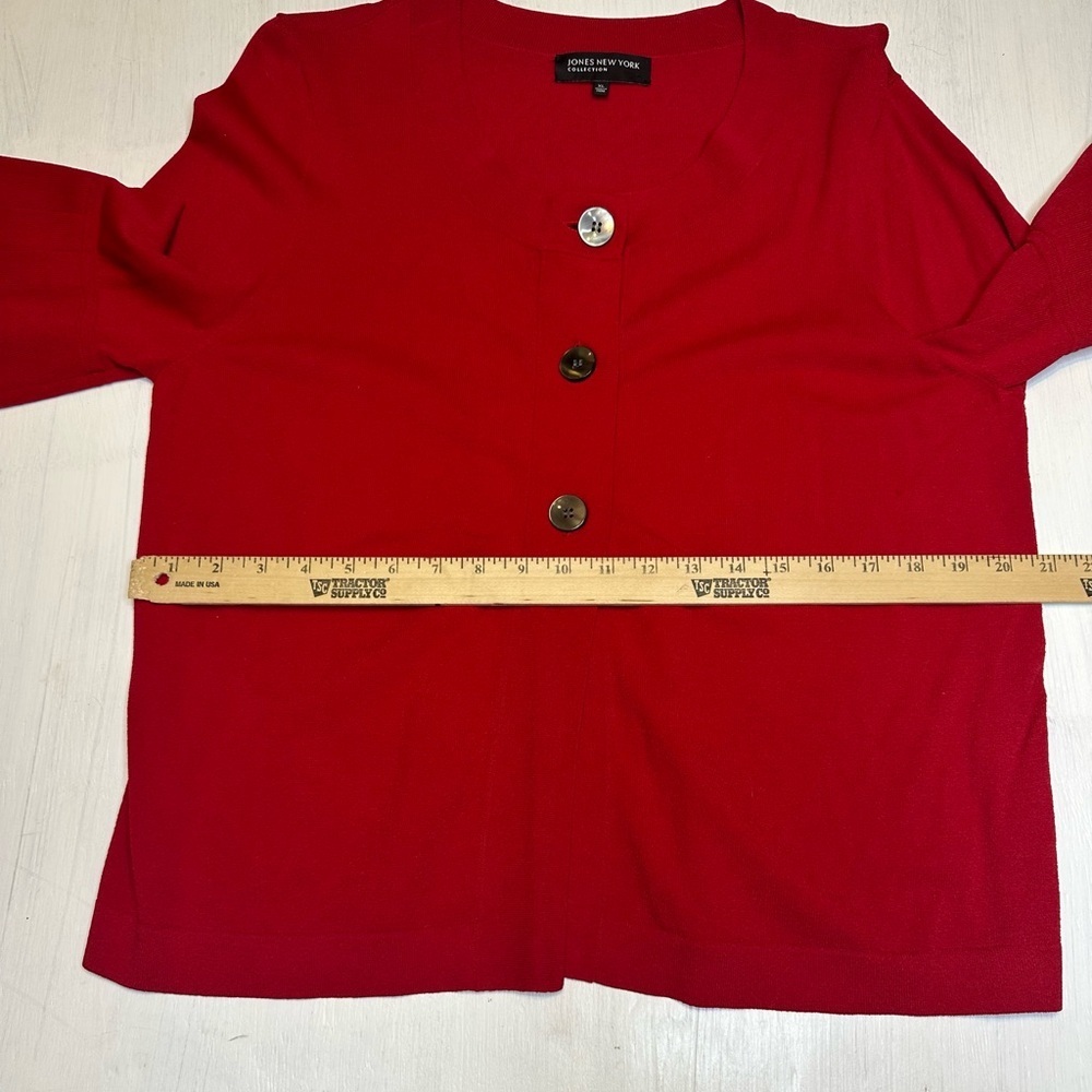 Jones New York Red Bell Sleeve Cardigan Sweater XL Button Front Knit - Picture 4 of 10